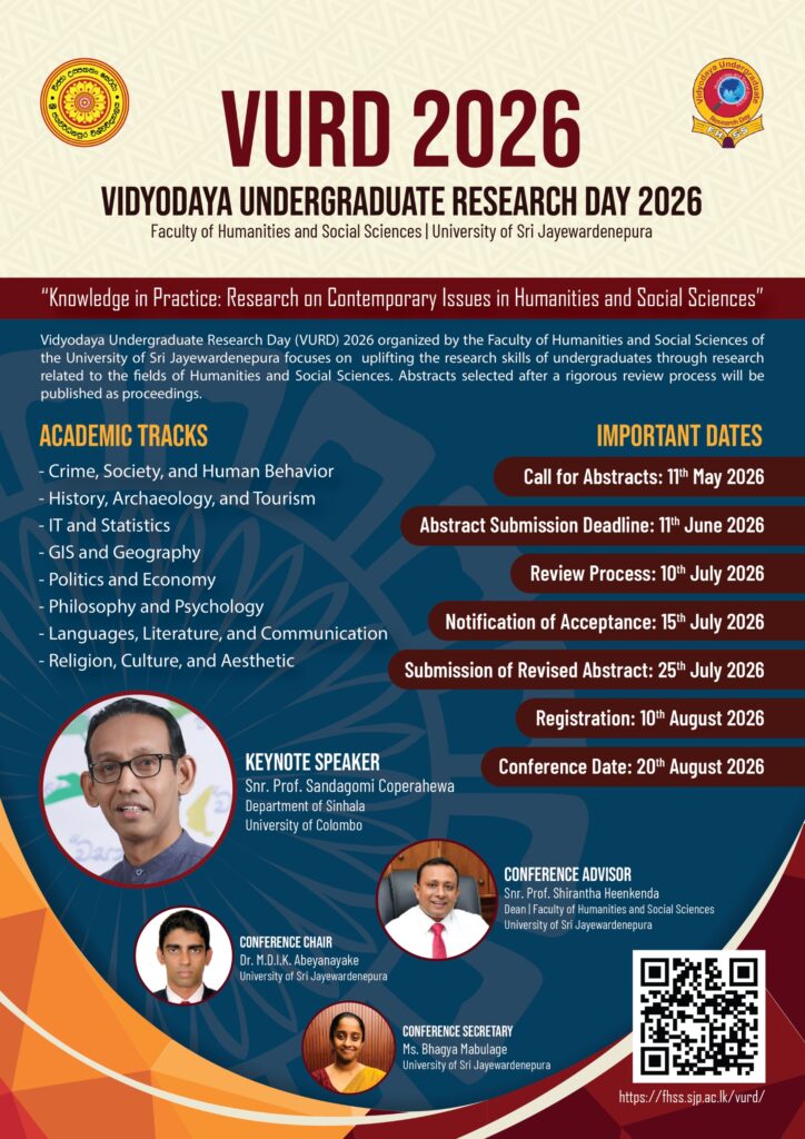 Vidyodaya Undergraduate Research Day (VURD) 2026